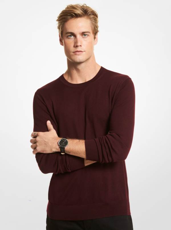 Panske Svetre Michael Kors Merino Wool Bordove - Oblecenie Michael Kors Akcia | WNUVE-2168
